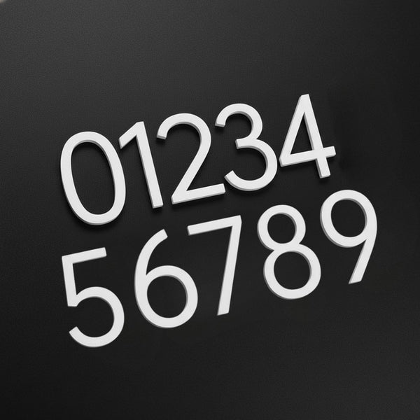 Acryl Huisnummer Wit – 10 cm (Zelfklevend, Weerbestendig)